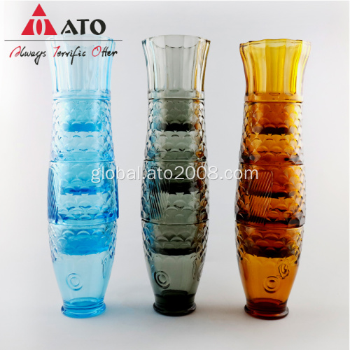 Tumbler Glass Set of 4 Cretive Koi Fish Stacking Glasses Tumbler Glass Cup Manufactory